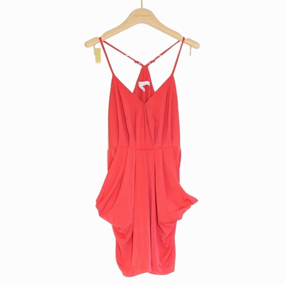 BCBGeneration - Mini Dress with Drape Detail & Pockets in Red Orange / Size XS